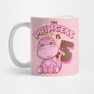 This Princess is 5 Girls 5th Birthday Pink Dinosaur Party Mug